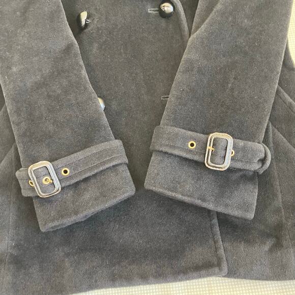 Dana Buchman Sz 6-8 Vtg Angora-Wool Blend Classic Double Breasted Peacoat Black - Picture 13 of 16